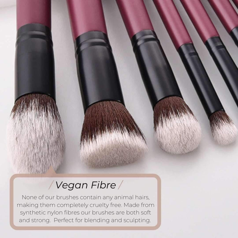 Full Vegan Makeup Brush Set- Sustainable Wood Purple and Black Makeup Brushes Hurtig Lane