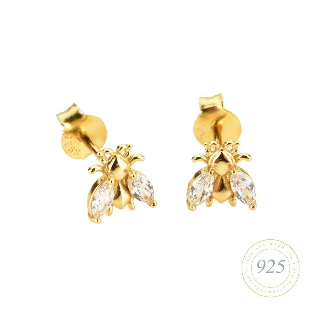 Gold Bee earrings- stud earrings 