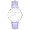 hurtig lane vegan leather watch silver, white & lilac vegane uhren