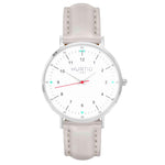 Moderna Vegan Leather Watch Silver, White & Lilac Watch Hurtig Lane Vegan Watches