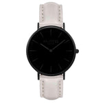 Mykonos Vegan Leather Watch All Black & Cloud Watch Hurtig Lane Vegan Watches