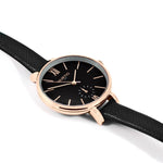 Amalfi Petite Vegan Leather Rose Gold/Black/Black Watch Hurtig Lane Vegan Watches