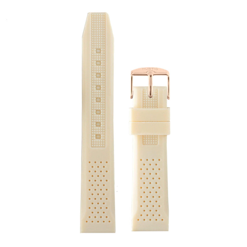 Cream and Rose Gold Vegan Rubber Strap watch strap Hurtig Lane Vegan Watches