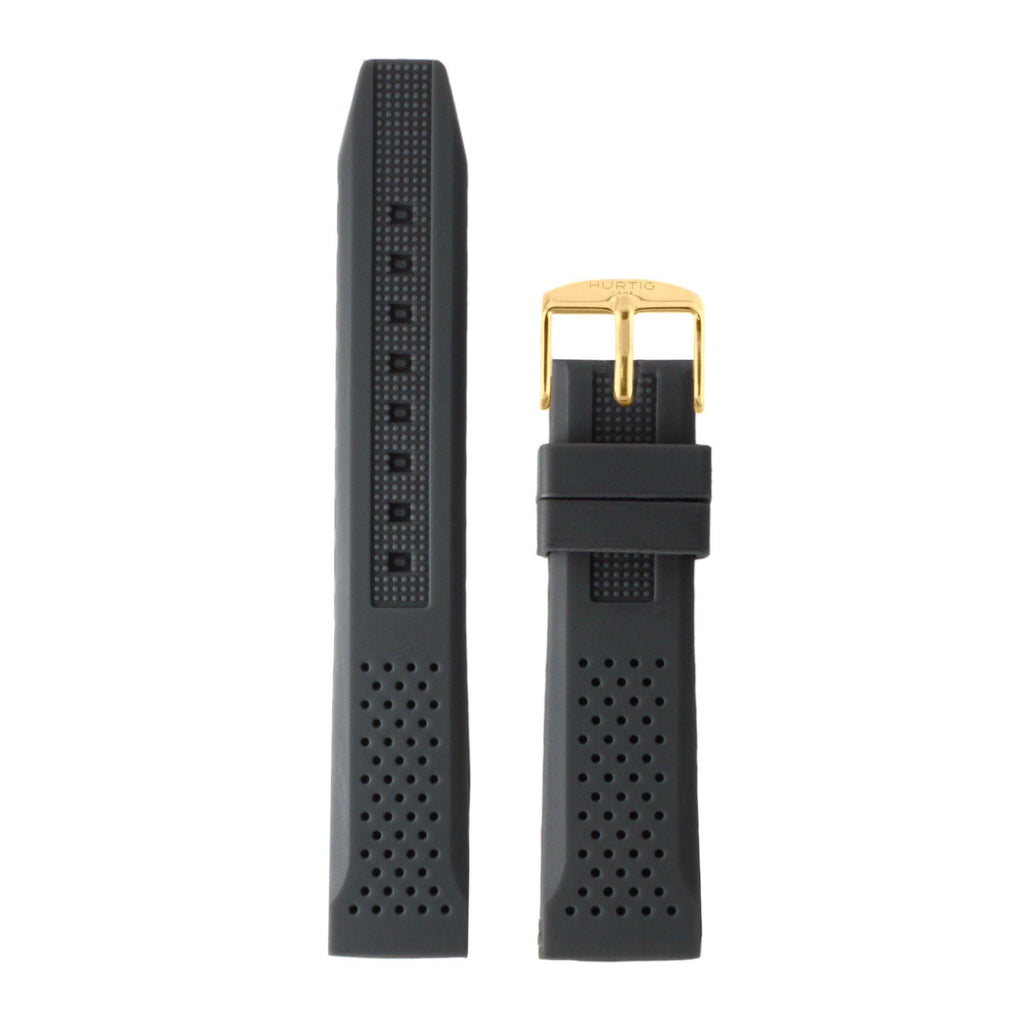 Dark Grey and Gold Vegan Rubber Strap watch strap Hurtig Lane Vegan Watches