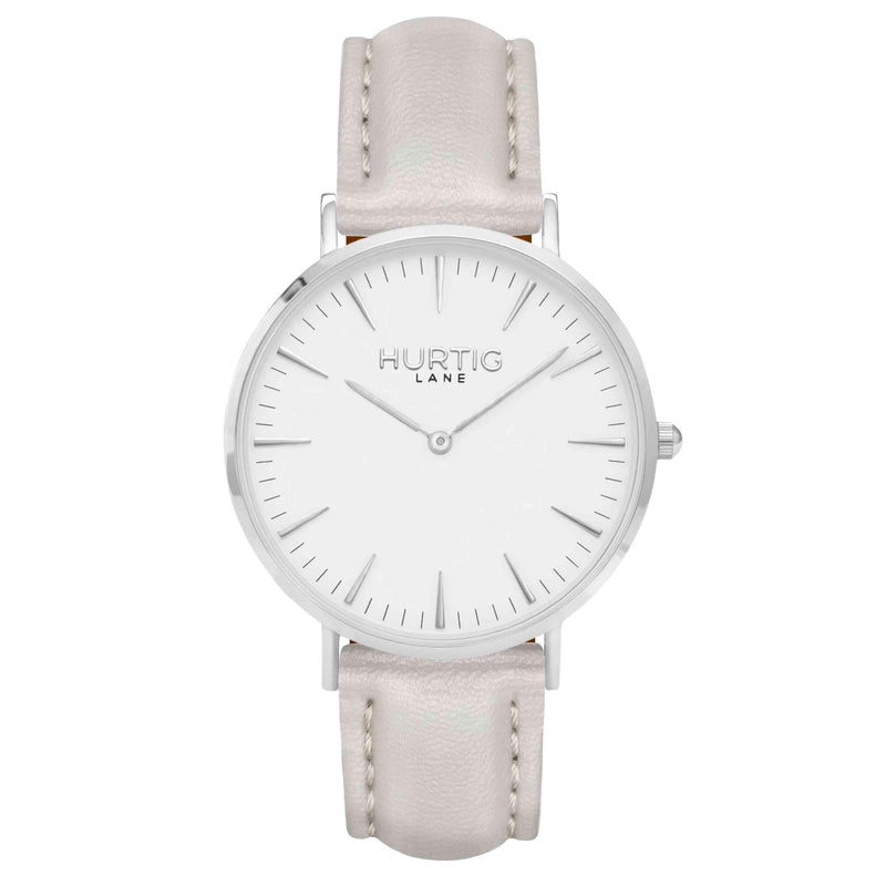 hurtig lane vegan watch silver, white and grey- vegane uhr