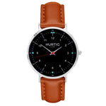 Moderna Vegan Leather Watch Silver, Black & Chestnut Watch Hurtig Lane Vegan Watches