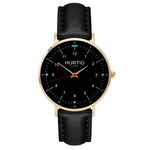 hurtig lane vegan leather watch gold, black & black vegane uhren