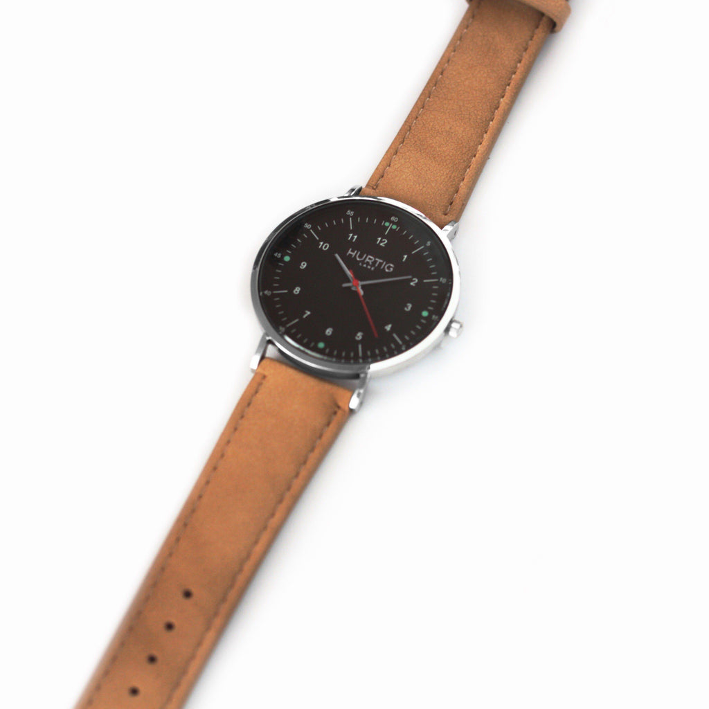 Moderna Vegan Suede Watch Silver, Black & Sand Watch Hurtig Lane Vegan Watches