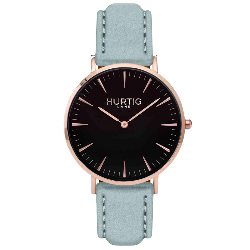 Hymnal Vegan Suede Watch Rose Gold, Black & Coral - Hurtig Lane - sustainable- vegan-ethical- cruelty free