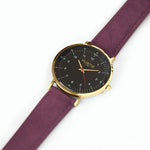 Moderna Vegan Suede Gold/Black/Berry - hurtig-lane-vegan-watches