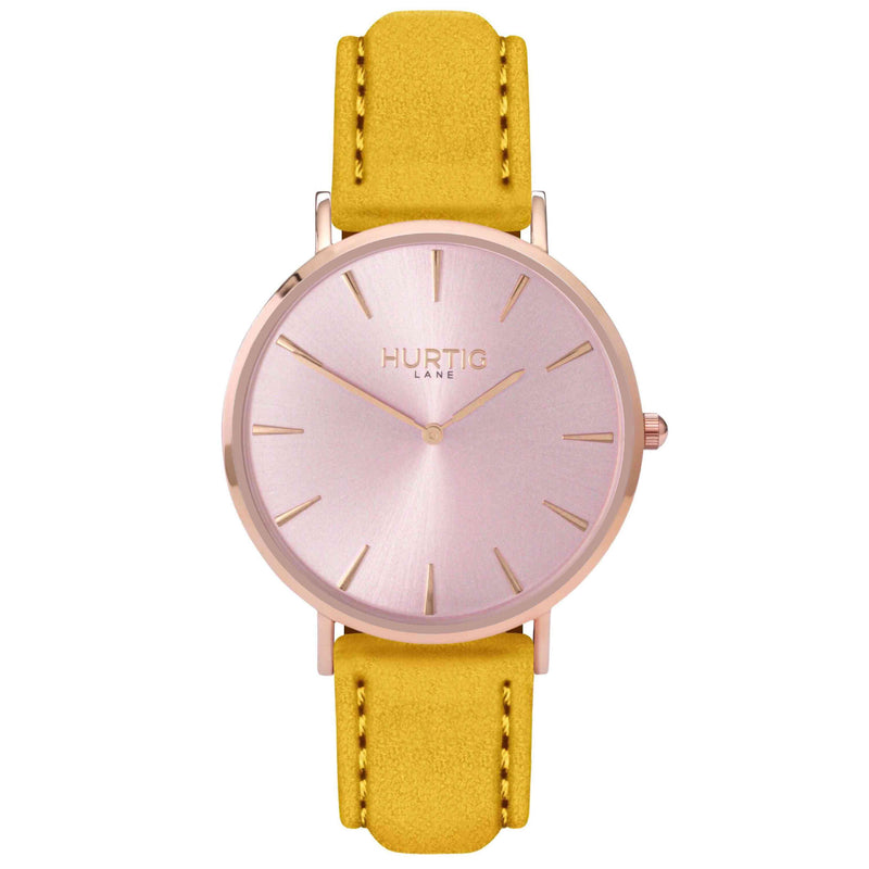 Hymnal Vegan Suede Watch All Rose Gold & Forest Green - Hurtig Lane - sustainable- vegan-ethical- cruelty free