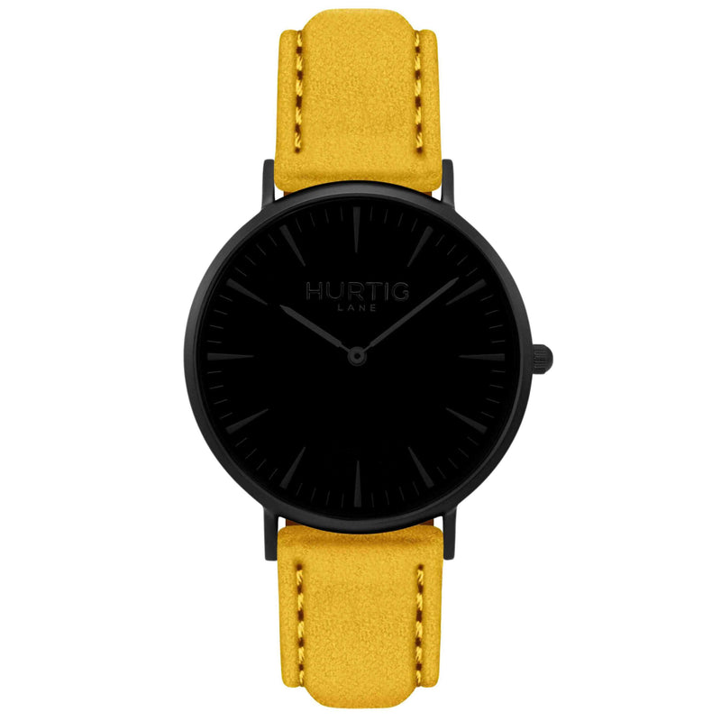 Hymnal Vegan Suede Watch All Black & Forest - Hurtig Lane - sustainable- vegan-ethical- cruelty free