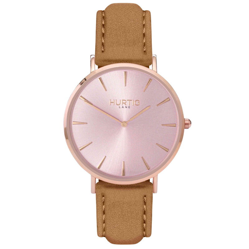 Hymnal Vegan Suede Watch All Rose Gold & Forest Green - Hurtig Lane - sustainable- vegan-ethical- cruelty free