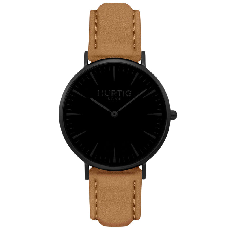 Hymnal Vegan Watch Tweed All Black & Camel - Hurtig Lane - sustainable- vegan-ethical- cruelty free