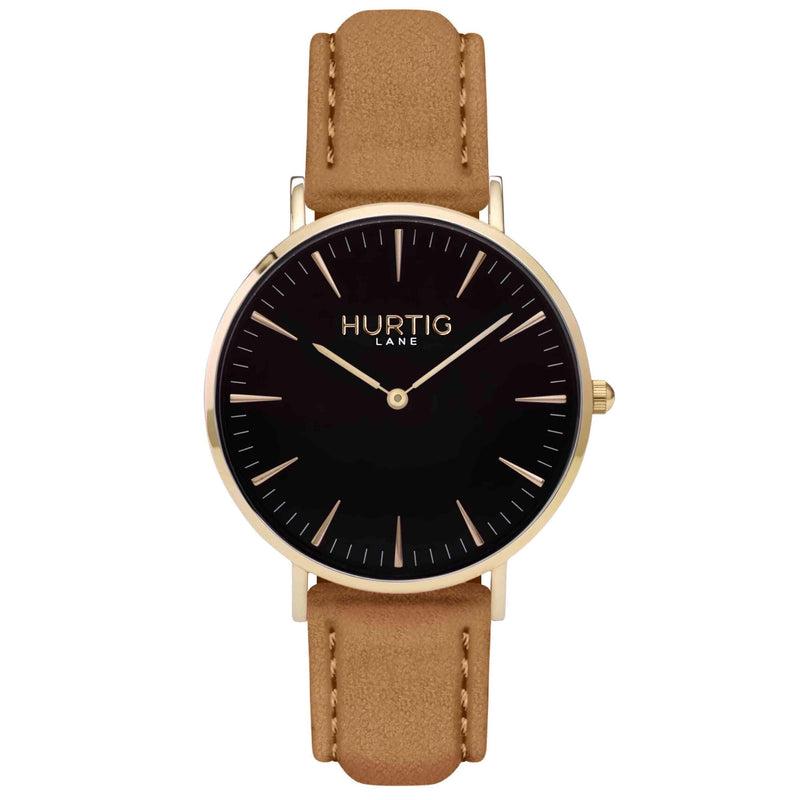 Hymnal Vegan Suede Watch Gold, Black & Duck Egg - Hurtig Lane - sustainable- vegan-ethical- cruelty free