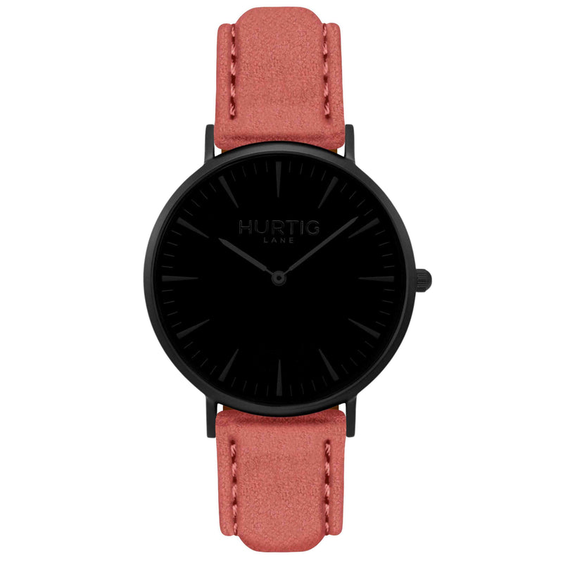 Hymnal Vegan Suede Watch All Black & Mustard - Hurtig Lane - sustainable- vegan-ethical- cruelty free