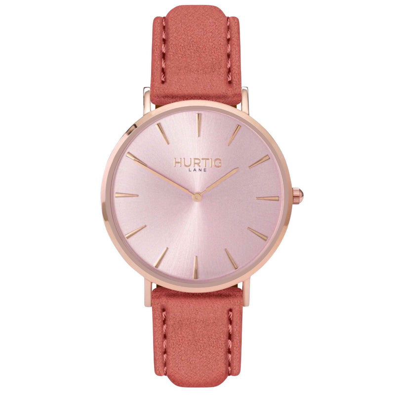 Hymnal Vegan Suede Watch All Rose Gold & Camel Brown - Hurtig Lane - sustainable- vegan-ethical- cruelty free