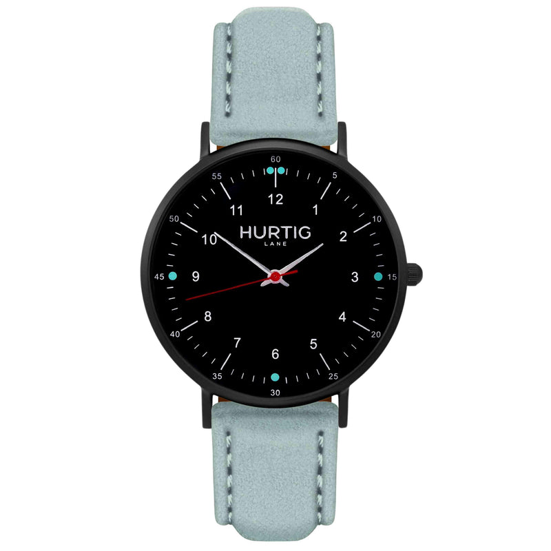 Moderno Vegan Suede Watch All Black & Coral Watch Hurtig Lane Vegan Watches