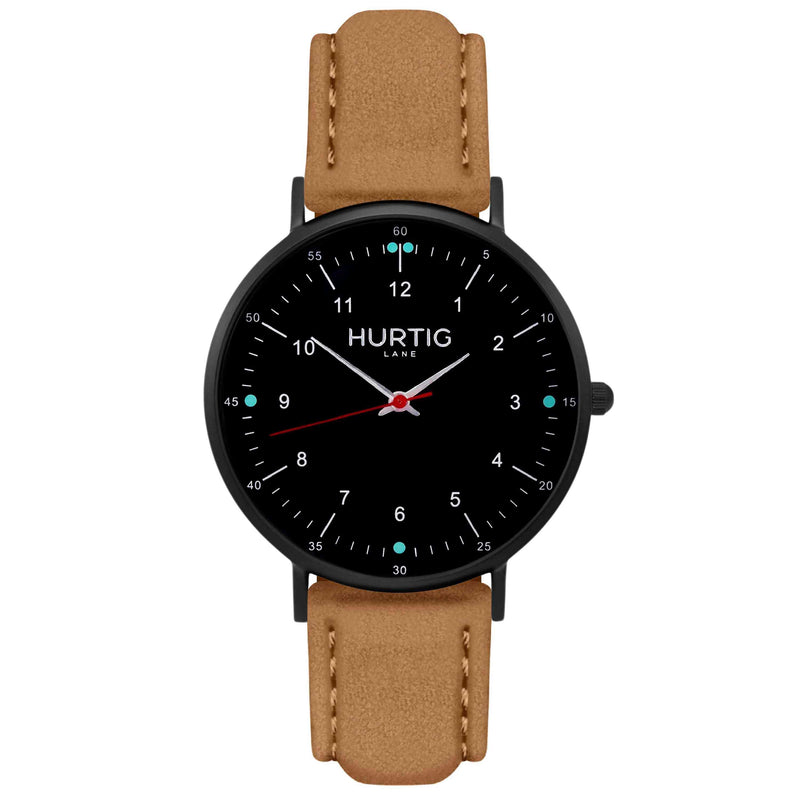 Moderno Vegan Suede Watch All Black & Duck Egg Watch Hurtig Lane Vegan Watches