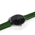 hurtig lane vegan leather watch silver,  black & green vegane uhren