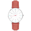 Moderna Vegan Suede Watch Silver, White & Berry Watch Hurtig Lane Vegan Watches