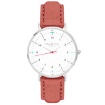 Moderna Vegan Suede Watch Silver, White & Berry Watch Hurtig Lane Vegan Watches