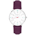 Moderno Vegan Suede Watch Silver, White & Berry Watch Hurtig Lane Vegan Watches