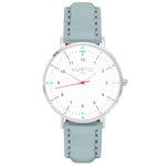 Moderna Vegan Suede Watch Silver, White & Berry Watch Hurtig Lane Vegan Watches