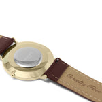 Moderna Vegan Leather Watch Gold, Black & Chestnut - Hurtig Lane - sustainable- vegan-ethical- cruelty free