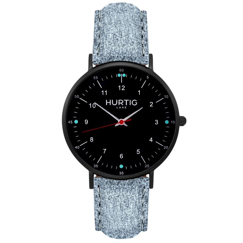 Moderno Vegan Suede Watch All Black & Coral Watch Hurtig Lane Vegan Watches