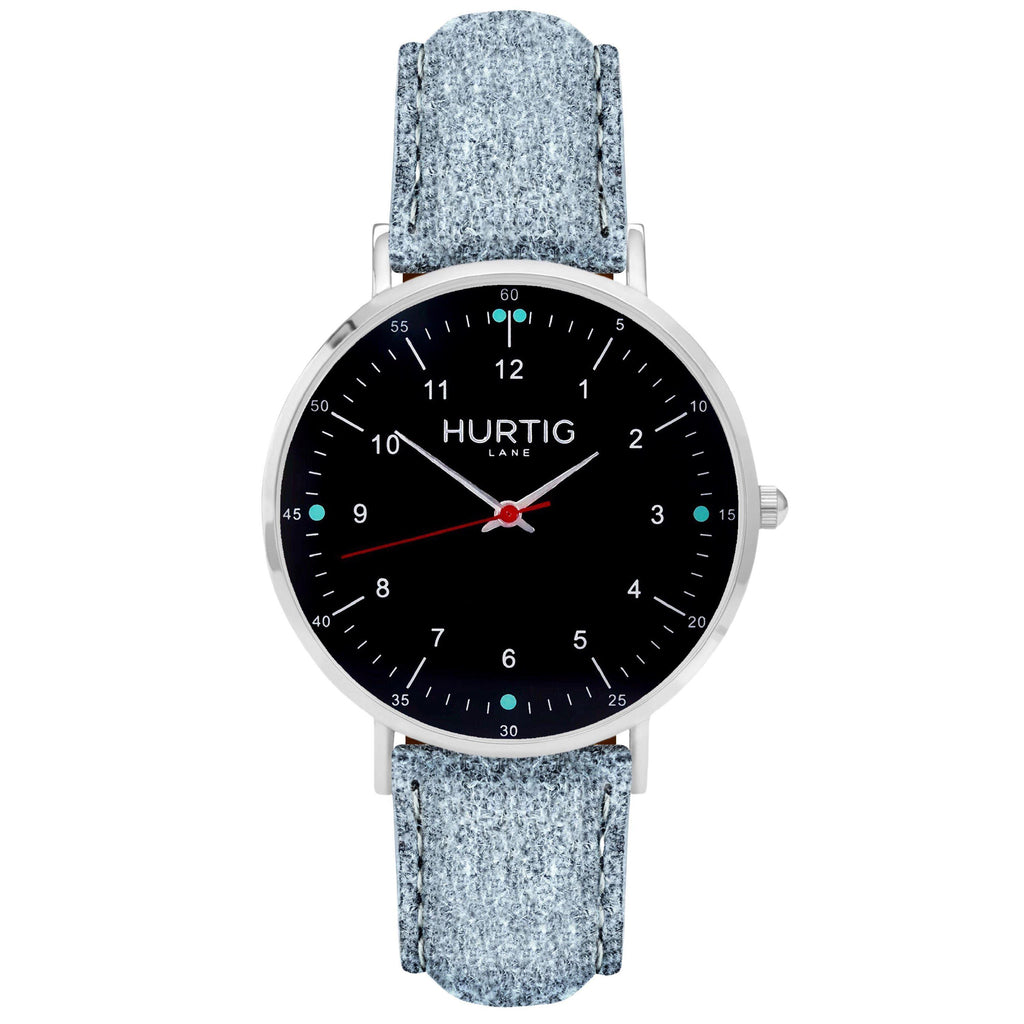 Moderna Vegan Tweed Watch Silver, Black & Grey Watch Hurtig Lane Vegan Watches