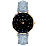 Moderno Vegan Suede Watch Gold, Black & Coral Watch Hurtig Lane Vegan Watches