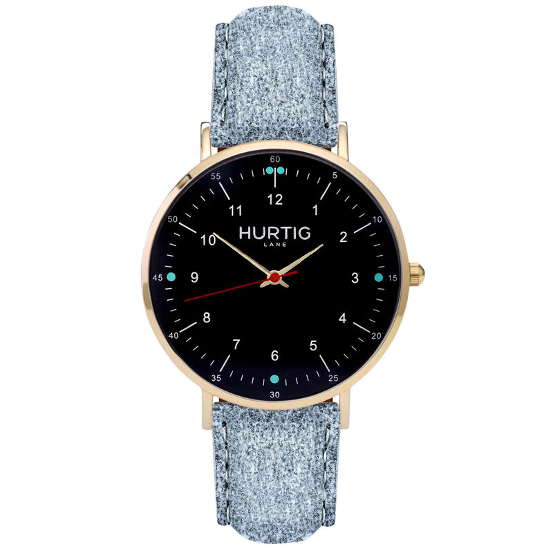 Moderno Vegan Suede Watch Gold, Black & Coral Watch Hurtig Lane Vegan Watches