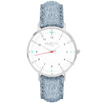 Moderna Vegan Suede Watch Silver, White & Berry Watch Hurtig Lane Vegan Watches