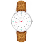 Moderno Vegan Suede Watch Silver, White & Mustard Watch Hurtig Lane Vegan Watches