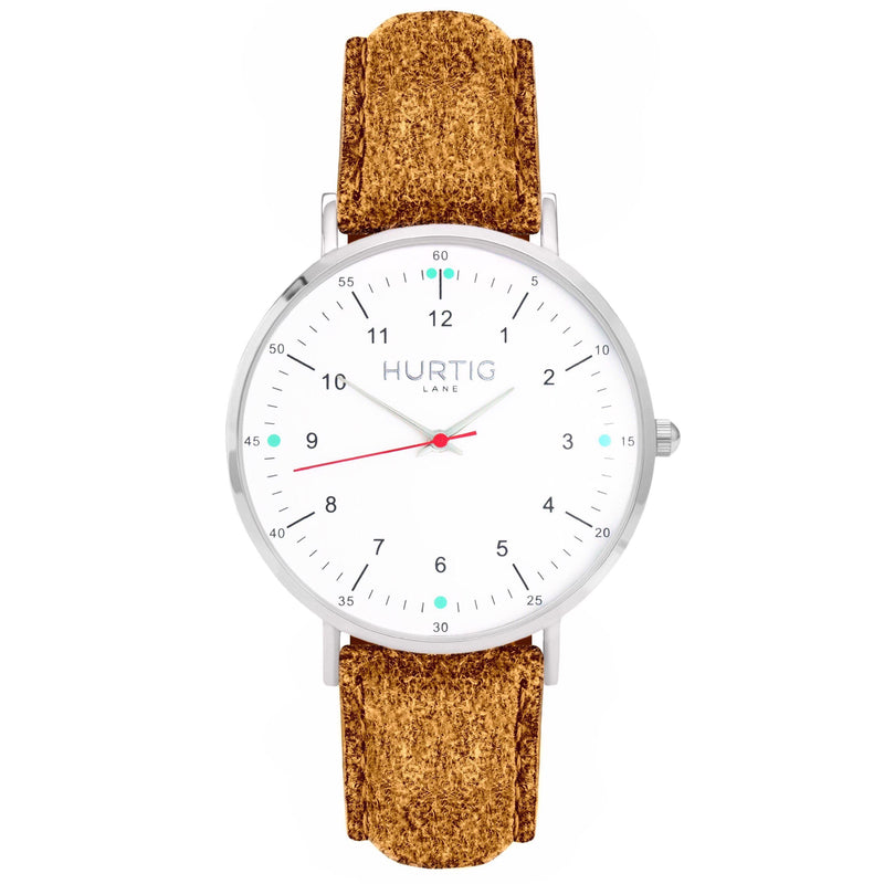 Moderno Vegan Suede Watch Silver, White & Berry Watch Hurtig Lane Vegan Watches