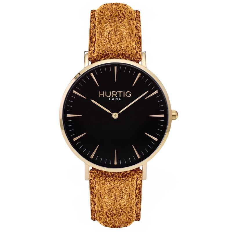 Hymnal Vegan Watch Tweed Gold, Black & Grey - Hurtig Lane - sustainable- vegan-ethical- cruelty free