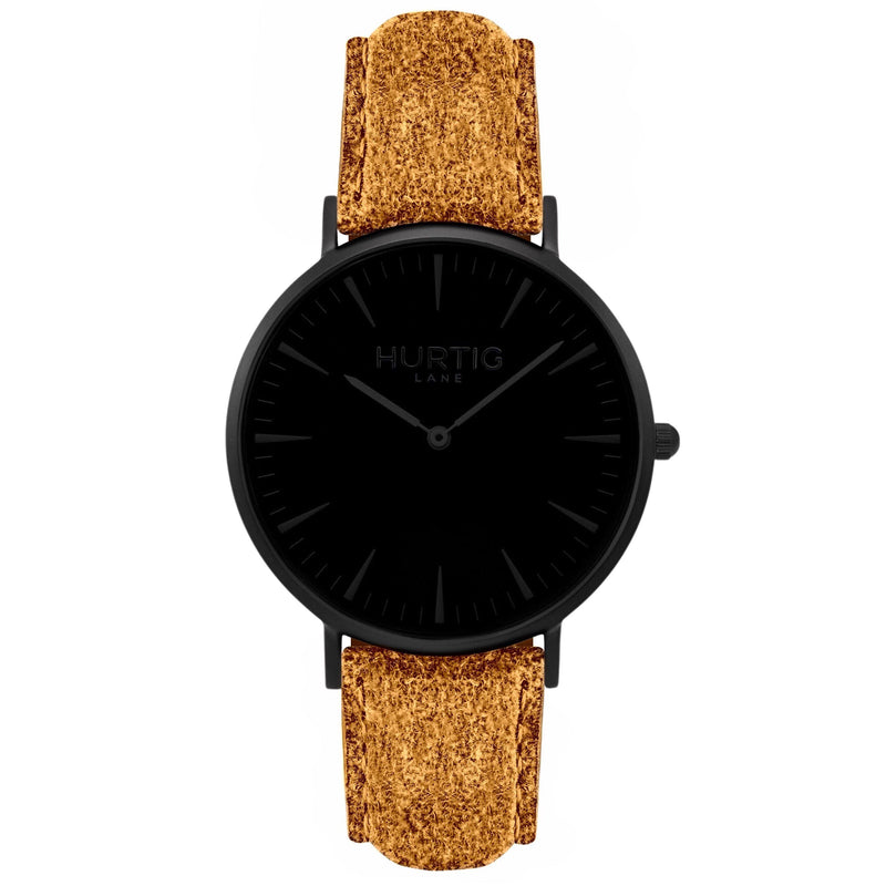 Hymnal Vegan Watch Tweed All Black & Camel - Hurtig Lane - sustainable- vegan-ethical- cruelty free