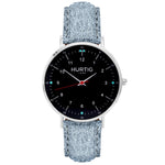 Moderno Vegan Suede Watch Silver, Black & Berry Watch Hurtig Lane Vegan Watches