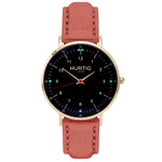 Moderna Vegan Suede Watch Gold, Black & Berry Watch Hurtig Lane Vegan Watches