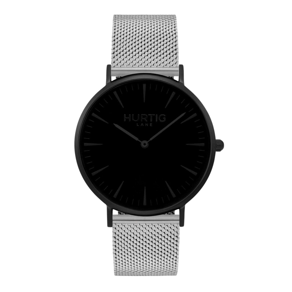 Lorelai Stainless Steel Watch All Black & Silver - Hurtig Lane - sustainable- vegan-ethical- cruelty free