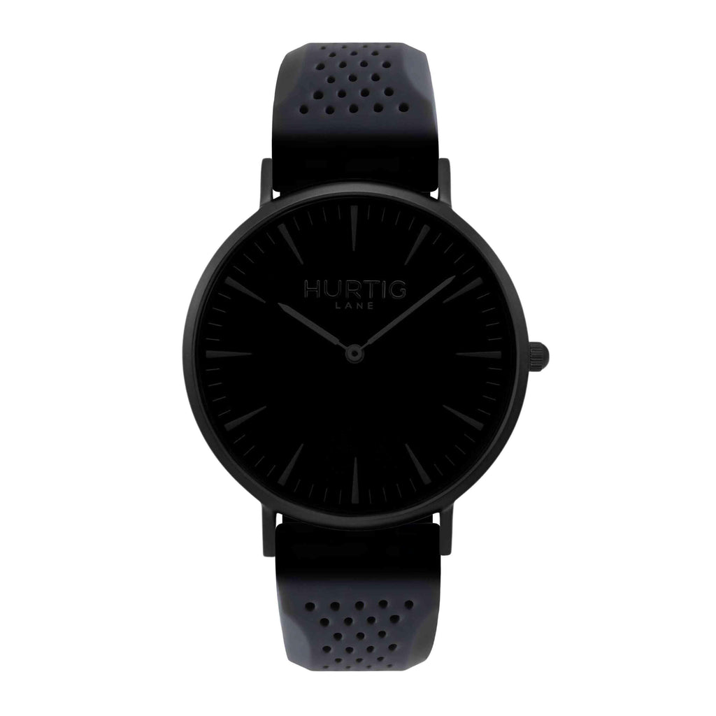 Attivo Vegan Rubber Watch All Black & Cream - Hurtig Lane - sustainable- vegan-ethical- cruelty free