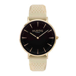 Attivo Vegan Rubber Watch Gold, Black & Cream - Hurtig Lane - sustainable- vegan-ethical- cruelty free