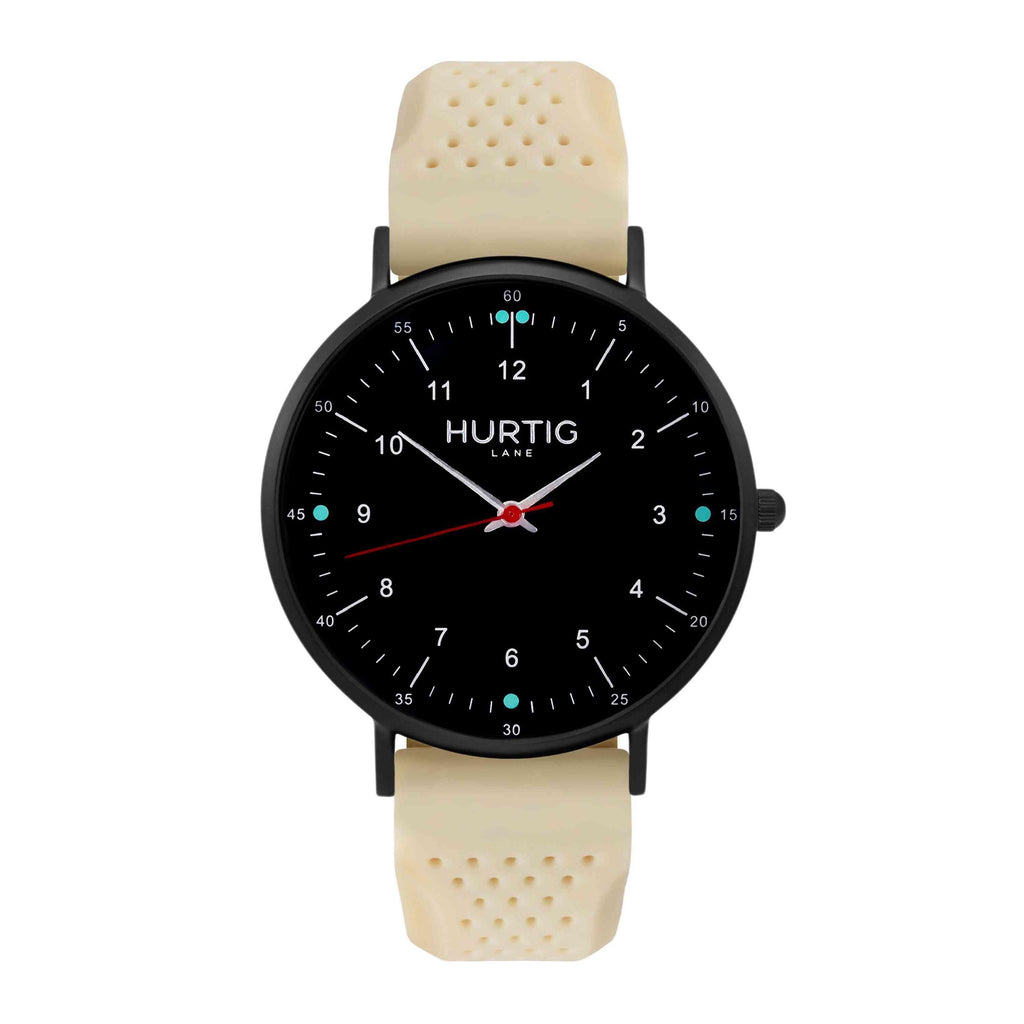 Moderno Vegan Rubber Watch All Black & Dark Grey - Hurtig Lane - sustainable- vegan-ethical- cruelty free