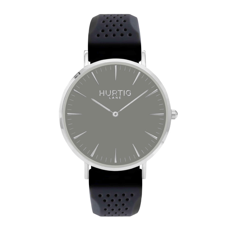 Attiva Vegan Rubber Watch Silver, Grey & Cream - Hurtig Lane - sustainable- vegan-ethical- cruelty free