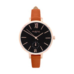 damen vegane uhr. women's vegan watch. Rose gold, black and brown