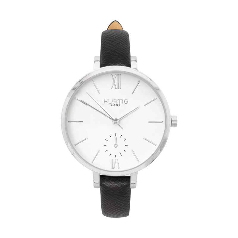 damen vegane uhren. vegan watch silver, white and black vegan leather petite women's vegan watch