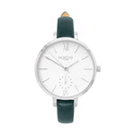 damen vegane uhren. vegan watch silver, white and green vegan leather petite women's vegan watch