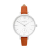 damen vegane uhren. vegan watch silver, white and brown vegan leather petite women's vegan watch