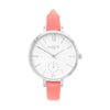 vegane uhr hurtig lane, silver, white and pink vegan leather petite women's vegan watch